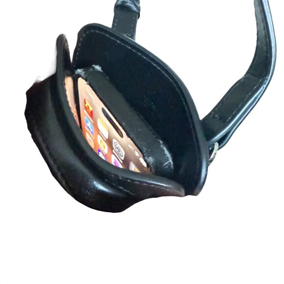 VERSACE 1013558 Black Calf Leather Phone Pouch Bag with lanyard ($1150 retail) - Picture 12 of 15